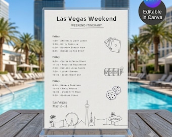 Las Vegas Birthday Weekend Itinerary Template, Las Vegas Weekend Agenda, Editable Party Schedule, Vacation Itinerary Canva Download
