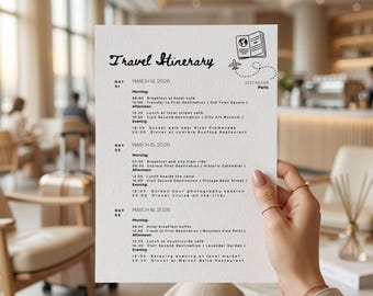 Customizable Digital Travel Itinerary: Vacation, Group & Business Trip Planner PDF Template