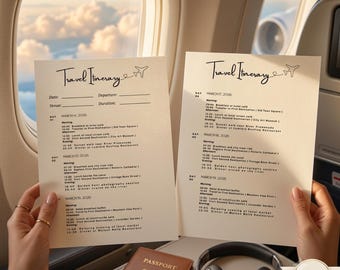 Editable Digital Travel Itinerary Template Canva | Minimalist Vacation Planner (Digital Download)
