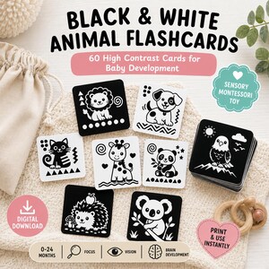 Tarjetas Sensoriales En Blanco Y Negro Para Bebés De 0 A 6 Meses – Juego De Alto Contraste Con Tablas, Pegatinas Y Bolsa De Almacenamiento
