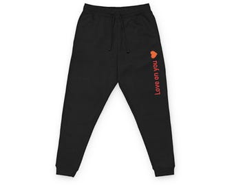 Pantaloni da jogging in pile ricamati, comodi pantaloni da casa, design Love on You