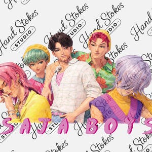 Pop Idol Inspired PNG Clipart | K-Pop Anime Boy Group Fantasy Art | Saja Transparent Background Digital Download