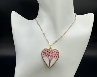 Handmade Human Hair Heart Pendant Keepsake Necklace, Resin Memorial Jewellery Tree Design