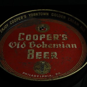Bandeja de servir cerveza Old Bohemian de Cooper's, estilo vintage - bandeja de metal para cerveza - publicidad retro estadounidense - 1930/1950
