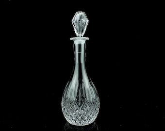 Vintage Kristall-Weinkaraffe - geschliffene Karaffe mit Stöpsel - Diamantmuster - 34 cm.