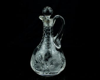 Decanter vintage in cristallo tagliato con tappo - tagliato a mano - decanter per whisky retrò - bottiglia decorativa