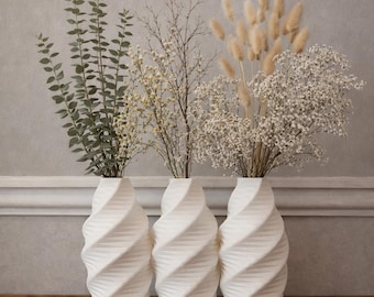 Sculptural Triple Vase Set, Modern Minimalist Twisted Texture Home Decor