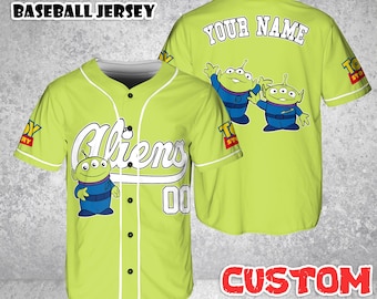 Camisa de beisebol personalizada dos Aliens de Toy Story, camiseta personalizada dos Aliens Verdes da Disney, camiseta de aniversário combinando com Toy Story