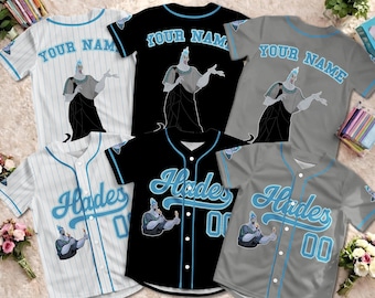 Camisa de beisebol personalizada do Hades, camisa personalizada do Hércules, camisa de Halloween da Disney, camiseta da Disneylândia, roupa combinando para a família