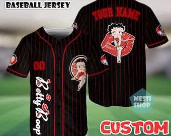 Camisa de beisebol personalizada da Betty Boop, camisa de filme de desenho animado da Disney, camisa para o Dia dos Namorados.