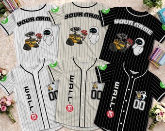 Camisa de beisebol personalizada do Wall-E e da Eva, camisa de robô para o Dia dos Namorados, camisa dos Autobots da Disney, camisa do filme Wall-E, roupas combinando para a família.