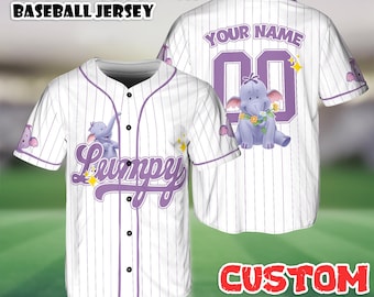 Camisa de beisebol personalizada do Lumpy, camiseta personalizada do Ursinho Pooh da Disney, uniforme de time de desenho animado, camiseta de férias da Disneylândia