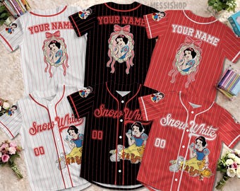 Camisa de beisebol personalizada da Branca de Neve, camisa personalizada da Princesa da Disney, presente de aniversário da Branca de Neve, camisa para viagem em família à Disney