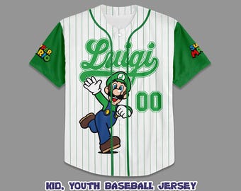 Camisa de beisebol personalizada do Luigi, camiseta personalizada para toda a família Nintendo, presente de aniversário do Super Mario