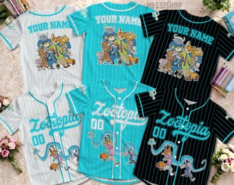 Camisa de beisebol personalizada de Zootopia, camisa esportiva da Disney Zootopia, conjuntos combinando para viagem à Disney