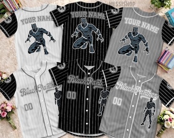 Camisa de beisebol personalizada do Pantera Negra, camisa personalizada dos Vingadores da Marvel, presente para fã de Wakanda Forever, uniforme de time de beisebol da Marvel