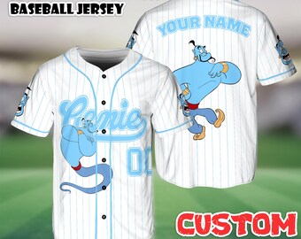 Camiseta de béisbol personalizada del Genio de Aladdin, camiseta personalizada del Genio de Disney, atuendo a juego para viajes a Disney