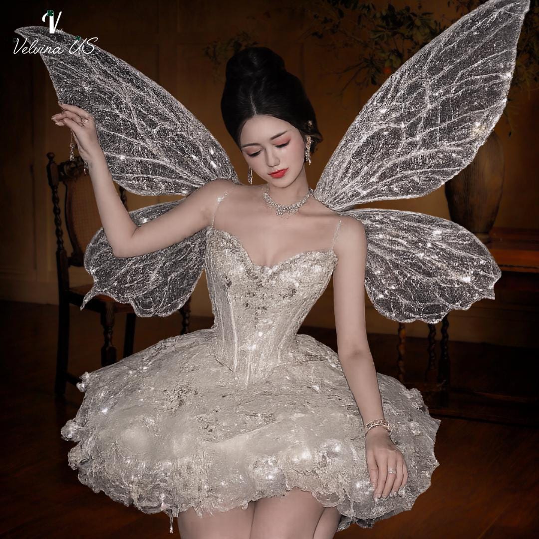 silver fairy dress Grey Non-traditional Celtic Wedding Dresses