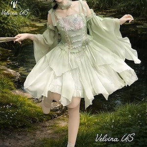 Green Fairycore Dress - Etsy UK