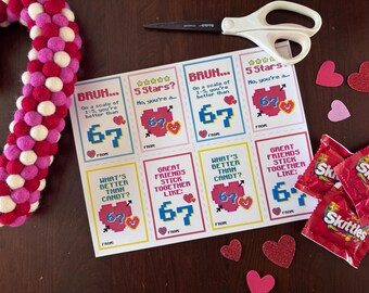 67 Valentinstag Karten Lustiges Meme zum Ausdrucken für Kinder | Sechs Seven Gen Z Alpha Valentines