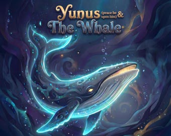 Yunus & The Whale Kids Story Book (Engels), profeet Yunus islamitische afdrukbare pdf, Koran moslimverhalen voor kinderen, digitale download
