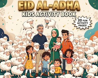 Libro di attività per Eid al-Adha per bambini, pagine da colorare islamiche stampabili, attività per l'Hajj, download digitale, regalo per Eid in PDF, storie musulmane