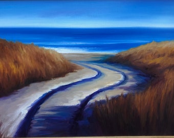 Original Oil on Canvas Painting, coastal landscape painting.