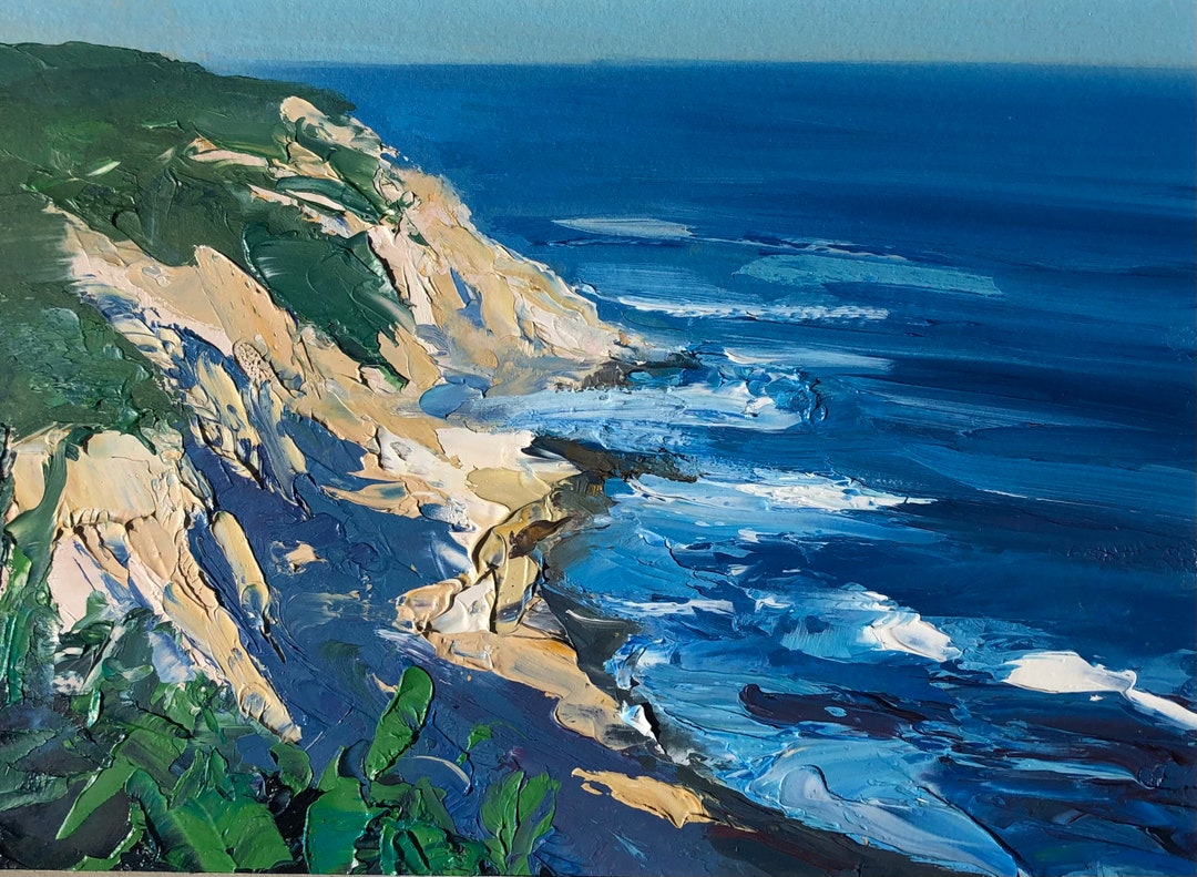 Matted Oil Painting on Primed Watercolor Paper Coastal Etsy