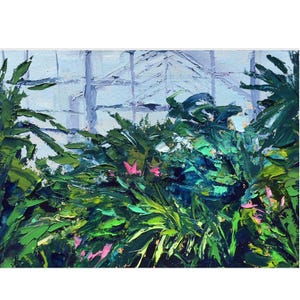 Inside the Conservatory, original oil painting on paper, 8.25&quot; x 11.5&quot;