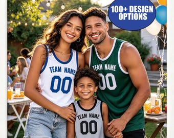 May include: A white tank top, a dark green tank top, and a gray tank top, each featuring the text TEAM NAME and the number 00 in a bold athletic font. The garments have contrasting trim around the neck and armholes, designed for a sporty look.