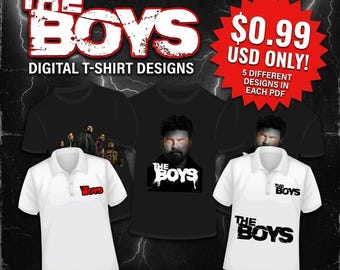 The Boys TV Show Fan T-Shirt Digital Design Bundle | 5 PNG Files | Printable | Sublimation | DTF Print Ready | Instant Download