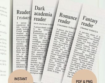 Definition Bookmarks Bundle: Reader Gift, Printable Book Gift (Digital Download)