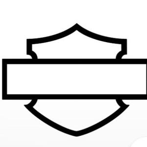 May include: Black and white graphic of a shield-shaped emblem. The emblem features a rectangular bar in the center, with a curved top and bottom. The outline is thick and bold, creating a strong visual impact. The design is simple yet recognizable.