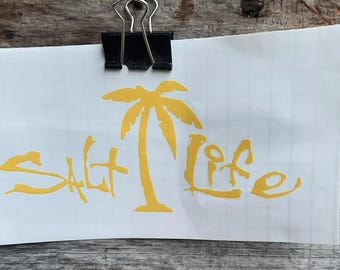 Salt Life with Palm Tree Vinyl Decal
