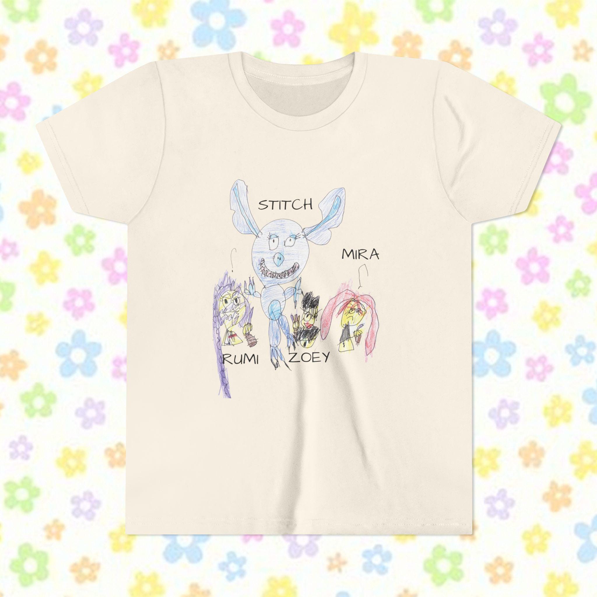 Custom Hand Drawn Youth Tee: Whimsical Rumi Stitch Zoey Mira