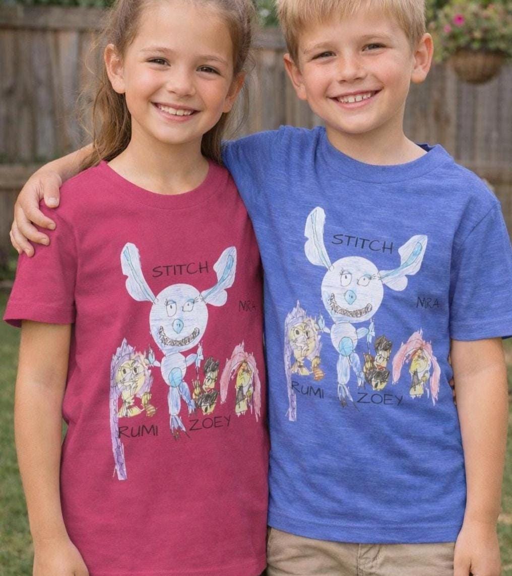 Custom Hand-drawn Art Tee, Your Child's Art(100% Cotton) - Etsy