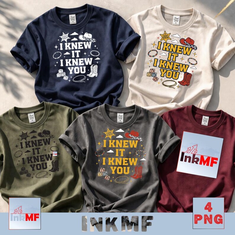 Retro Toy Story 5 PNG, I Knew It I Knew You Western Cowgirl Boots Friendship Bracelet Shirt Design Graphic Download File image 2