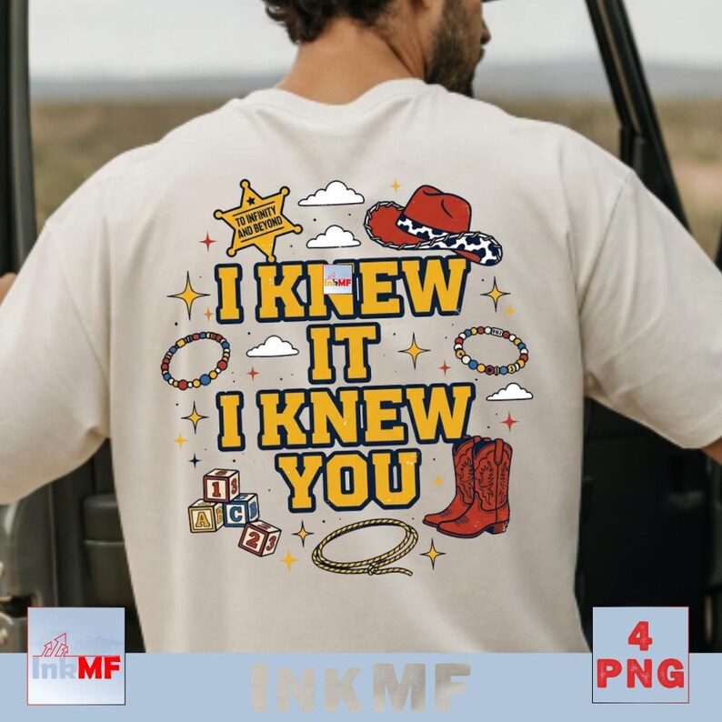 Retro Toy Story 5 PNG, I Knew It I Knew You Western Cowgirl Boots Friendship Bracelet Shirt Design Graphic Download File image 12