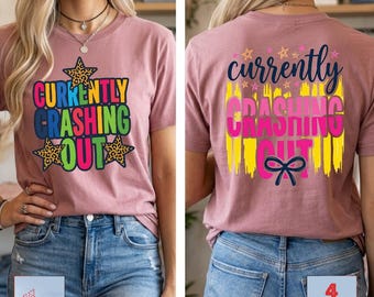 Currently Crashing Out Png, Funny Quote Sublimation Design, Funny Preppy Leopard Star Shirt Design, Adult Humor Png, Trendy Png Design