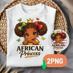 Niña princesa africana con bandera de Nigeria y Zimbabue, herencia mixta PNG: Celebración del orgullo afro, raíces culturales PNG, gráfico de la diáspora (digital)