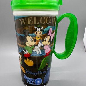 Vintage Disney Parks Rapid Fill Mugs Set of 4 | Mickey Mouse Goofy Pluto | Refillable Resort Cups | Souvenir Travel Mugs