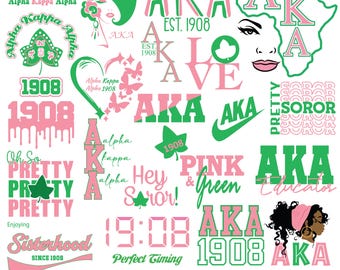 AKA SVG Bundle: Alpha Kappa Alpha Inspired Pink Green Designs (svg, png, jpg, eps)