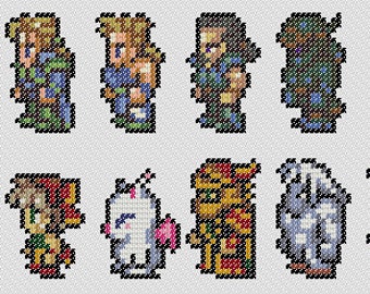 Final Fantasy 6 characters cross stitch pattern - (Final Fantasy III for the SNES)