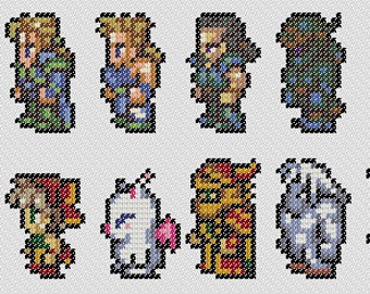 Patrón punto de cruz de los personajes de Final Fantasy 6 - (Final Fantasy III para SNES)
