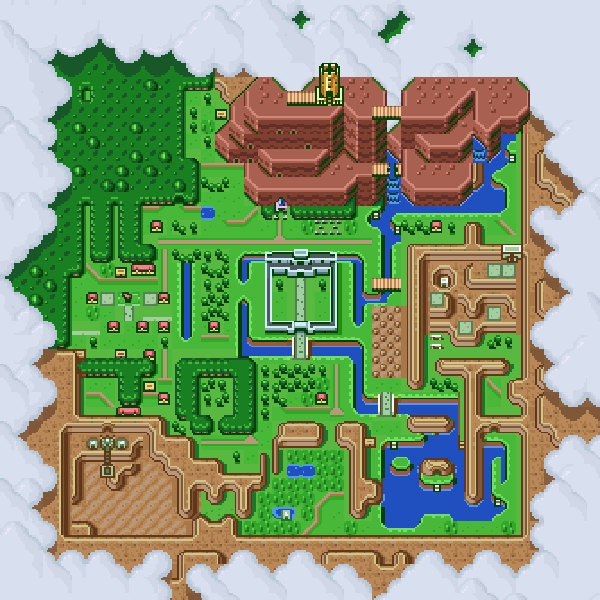 Hyrule light world map cross stitch pattern