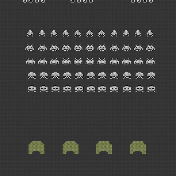 Space Invaders cross stitch pattern