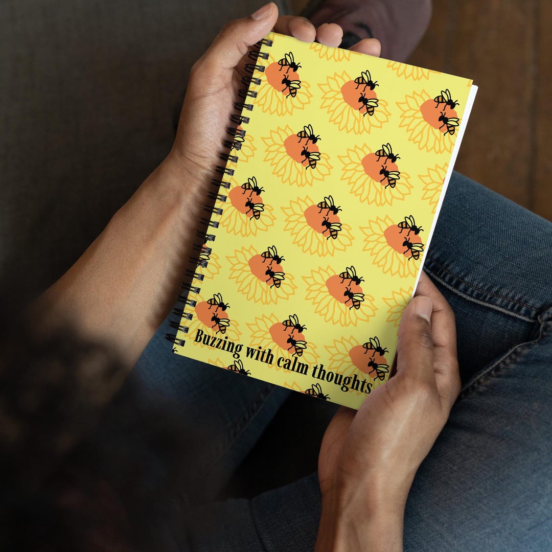 Buzzing With Calm Thoughts Spiral Notebook | Bee Journal | Self Care ...