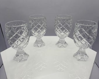 Vasos de chupito vintage Godinger con diseño de piña – Juego de 4 / 8,25 cm de alto / Artículos de bar con diseño de piña / Decoración tropical para fiestas