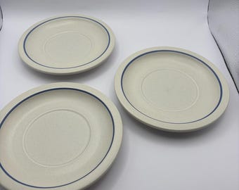 Pfaltzgraff Yorktown Saucers Set of 3 • Vintage Stoneware Blue & Gray Pattern • Replacement Saucers • USA Pottery • Farmhouse Kitchen Decor