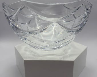Fabergé Cut Crystal Bowl • 7 Inch Vintage Crystal Bowl • Etched Cut Glass Faberge Decor • Heavy Lead Crystal Dish • Collectible Luxury Cryst